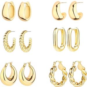 Gold Hoop earrings 6 pair. Never opened! NEW